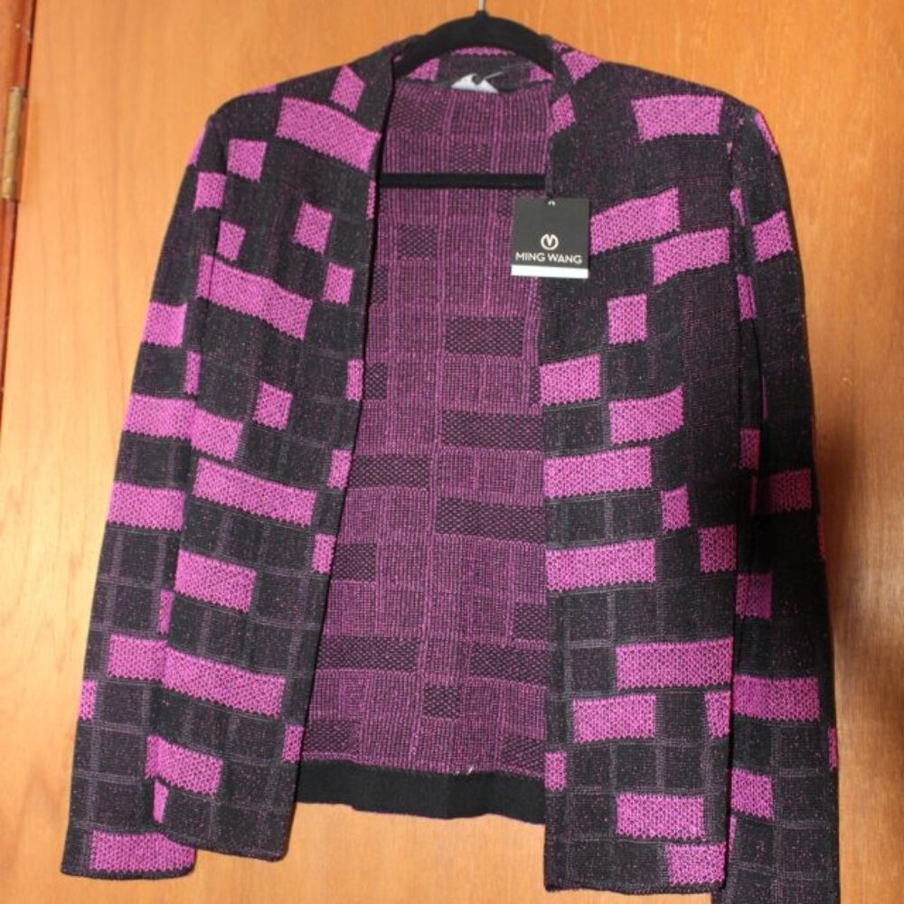 Women's Ming Wang PS Pink & Black Long-Sleeve Knit Sweater - New with Tags
